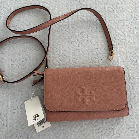Tory Burch Bags Tory Burch Thea Flat Wallet Crossbody In Pink Moon Poshmark
